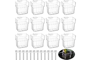 YOUDAJU 12 Pack Top Hanging Fish Tank Plant Pot Clear Aquarium Plant Holder with Hook Aquatic Plant Cup Holder Aquarium Aquatic P-lant Pot Water Landscape Decoration for P-lant Water Feature Decoration
