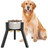 TIDANT Dog Bowl Stand for Medium Large Dogs, Adjustable Width Elevated Dog Bowls 7-10.6", Raised Dog Food Water Bowls, 11 inch Tall Single Holder, Black,Bowl Not Included