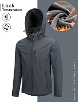 33,000ft Men’s Waterproof Softshell Fleece Lined Jacket Dark Grey XXL view 4