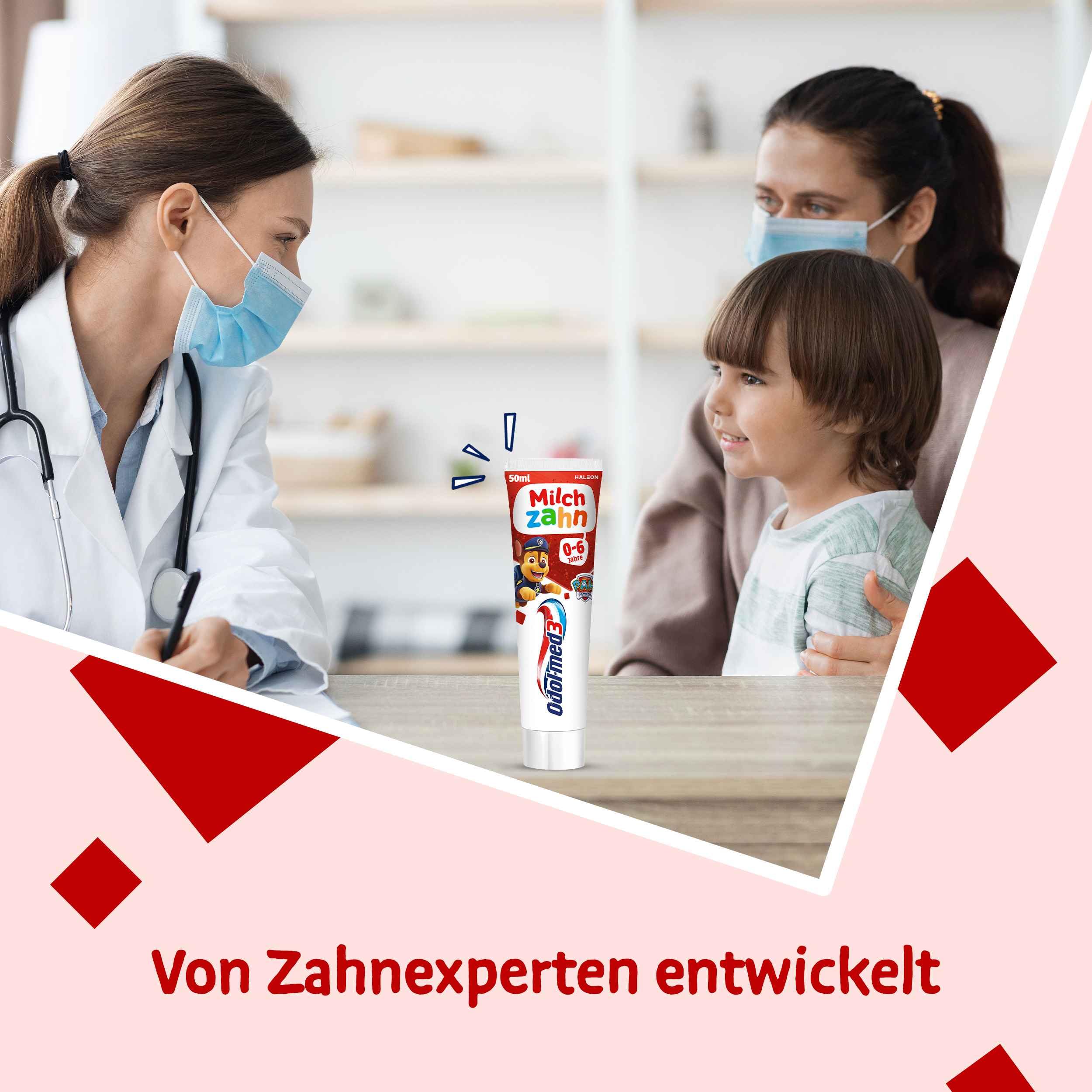 Zahncreme - Odol-med3 Milchzahn, Schutz und Pflege für gesunde Milchzähne bis 6 Jahre. Für gesunde Milchzähne 3