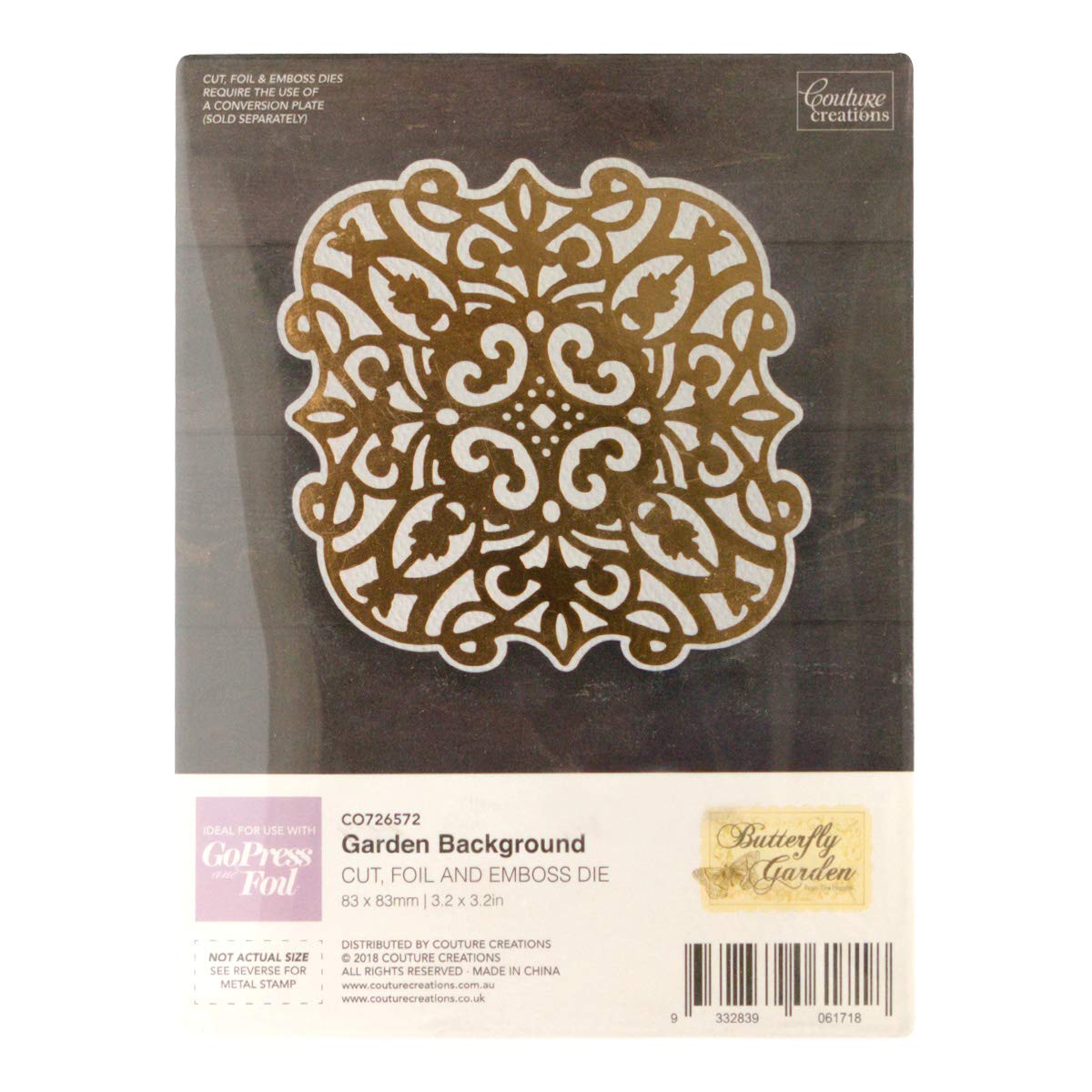 Couture Creations BTRFLY GRDN Cut/FOIL GARDN Back, Garden Background 3.2"X3.2", One Size