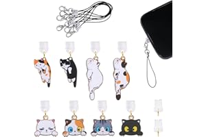 WEWAYSMILE 8 Pcs Type C Dust Plug Charm Cute Cell Phone Charms Mobile Dustproof Plugs with Charms for Most Type C USB C Cell Phone(Cat)