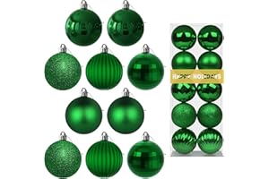 GAMEXCEL Emerald Green 3.2" Large Christmas Balls - Christmas Tree Decoration Ornaments Shatterproof Hanging Balls for Birthday Halloween Holiday Wedding Decorations Set of 10pcs