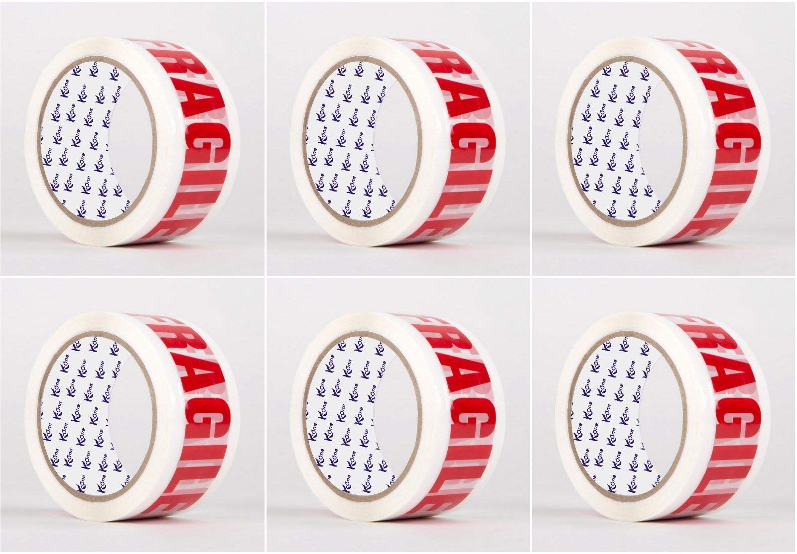 K-One 6 ROLLS OF K-One FRAGILE PARCEL PACKING TAPE 48MM X 66M