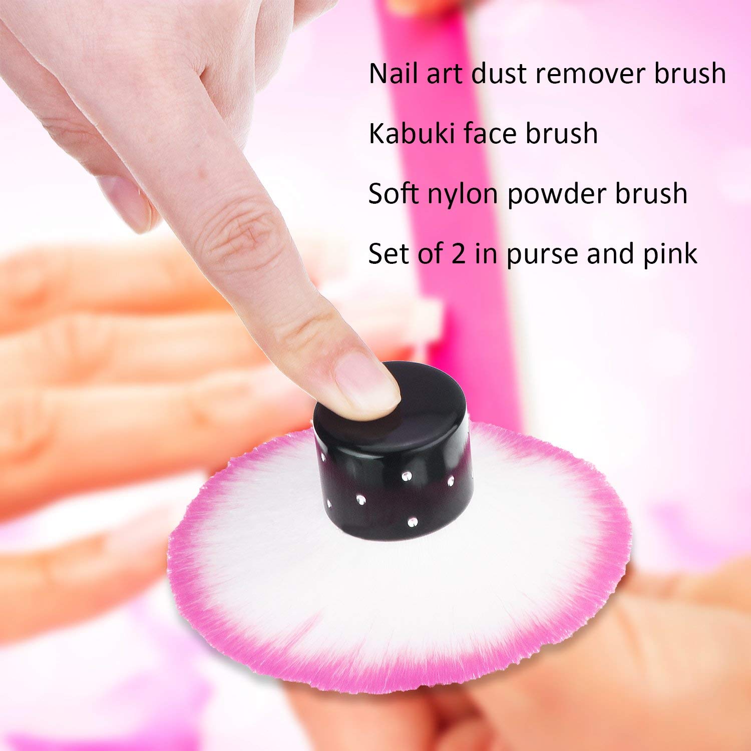 4 Pieces Nail Art Dust Brush Soft Nail Art Dust Remover Powder Cleaner Kabuki Brushes Makeup Powder Blush Brushes Nail Art Tools (Pink, Purple): Beauty