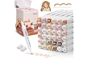 Arrtx ALP 36 Color Skin Tone Alcohol Markers, Fine & Chisel Alcohol-Based Art Markers, Portrait Color Markers for Artist Adul
