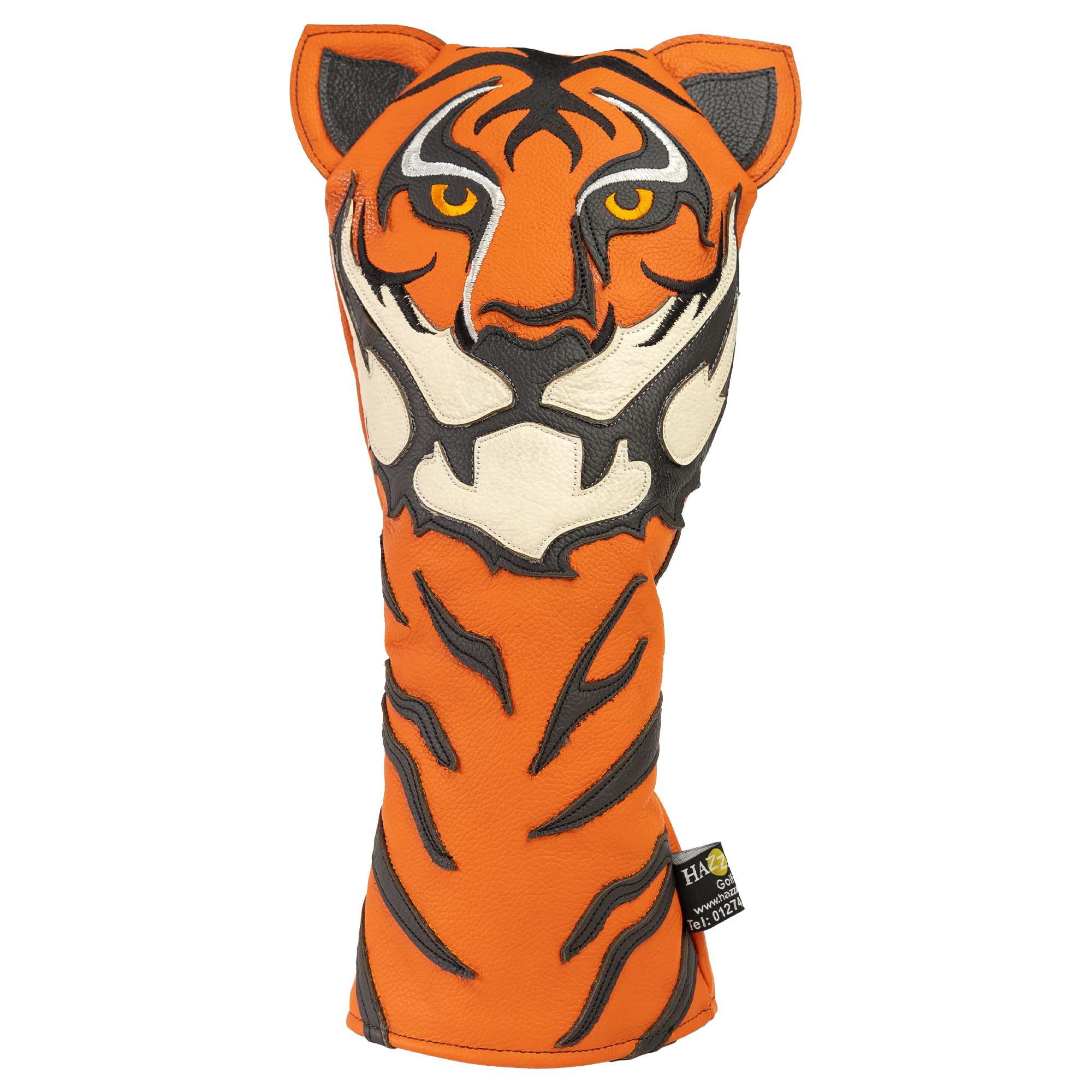 Hazzad Golf, Premium Leather Tiger Golf Headcover. Made In UK. Driver and Other Club Sizes