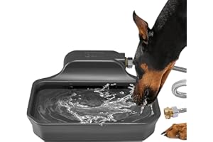 PETIMI Automatic Dog Water Dispenser, 1 Gallon Auto-Fill Dog Water Bowl Dispenser for Indoor/Outdoor, Large Water Feeder for Pets & Livestock, Fits GHT 3/4" Faucet, BPA Free, Easy to Clean, Gray