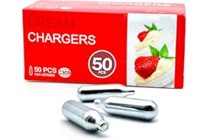 ICO Whipped Cream Charger, 50pcs, N2O Nitrous Oxide 8g Cartridges or Cream Chargers for Whipped Cream Dispenser for Whipping 