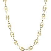 Men's Stainless Steel 6.5mm Flat Mariner Link Chain Necklace - Choice of Length and Color