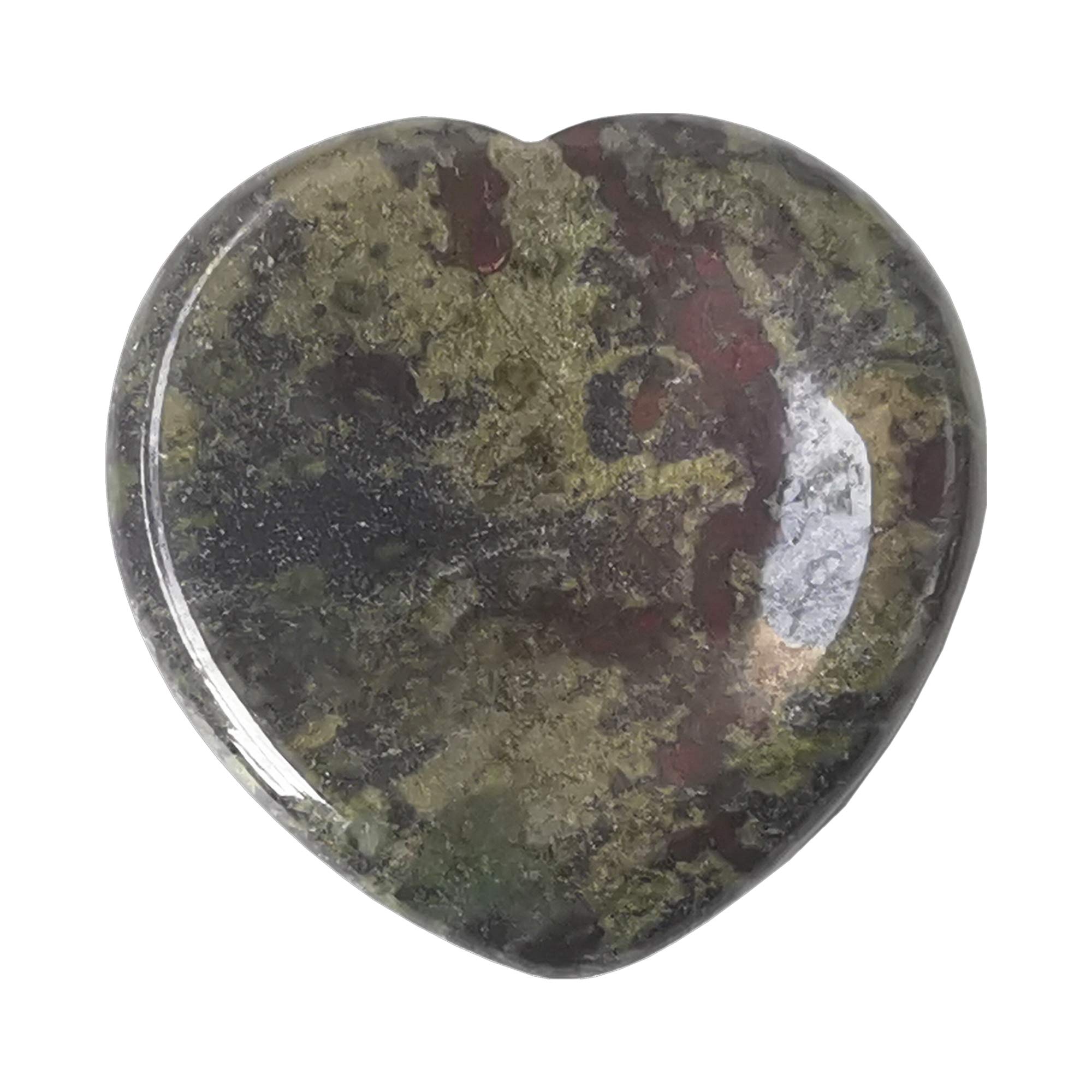 Manekieko Natural Dragon Blood Jasper Heart Chakra Thumb Worry Stone,Hand Carved Healing Crystal Shaped Stone for Anxiety Stress Relief Meditation
