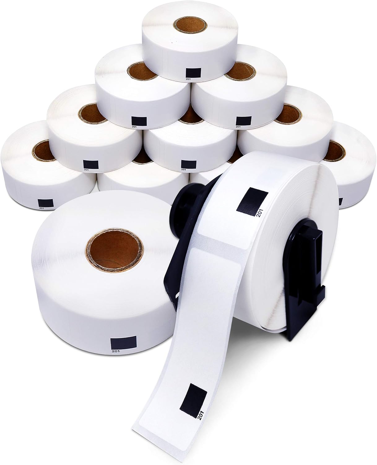Aegis Adhesives - Compatible DK-1201 Address & Barcode (1.1" X 3.5”) Replacement Labels, Compatible with Brother QL Label Printers - 12 Rolls + 1 Frame: Office Products
