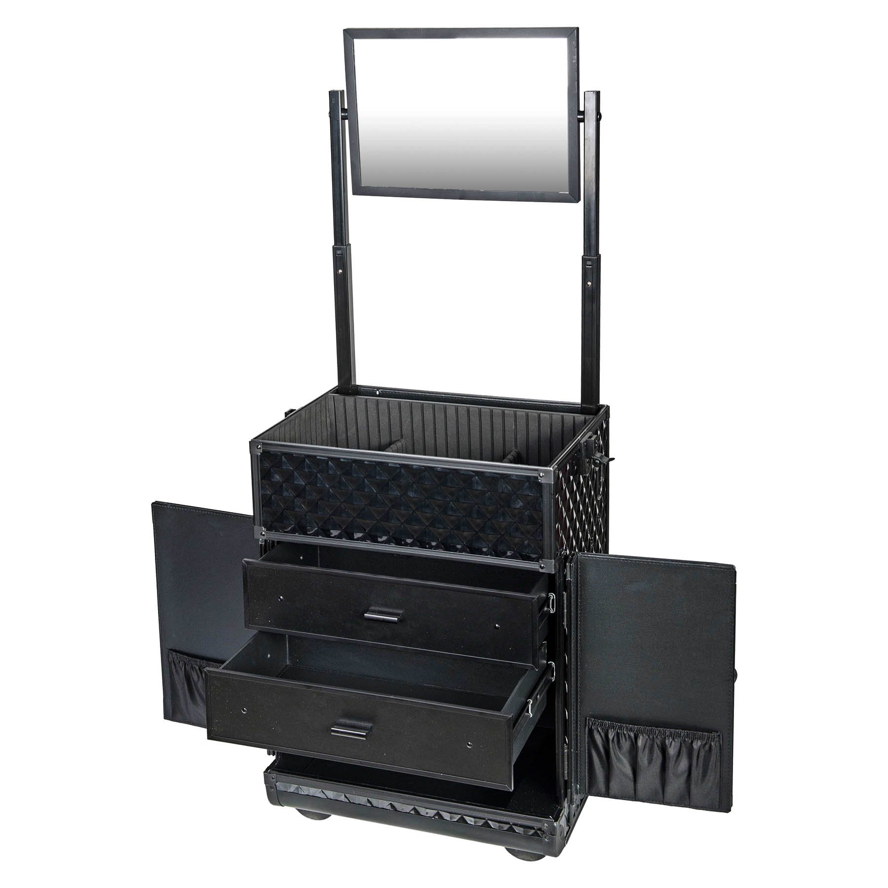 SHANY REBEL Series Pro Makeup Artists Rolling Train Case - Trolley Case - Curious Black Cat