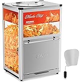 ROVSUN Nacho Machine Food Warmer, Nacho Chip Warmer Countertop Display Case with Warming Light, Removable Deflection, Glass Door, Scoop for Nacho Chips Peanuts Popcorn Stainless Steel