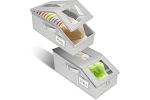 UAWSYUT Stackable Hat Storage for Baseball Caps, 2 PCS Hat Storage Boxes for Closet, Holds up to 30 Caps with Cardboard, Hat Organizer for Women & Men(Two Clear Window) (Grey)