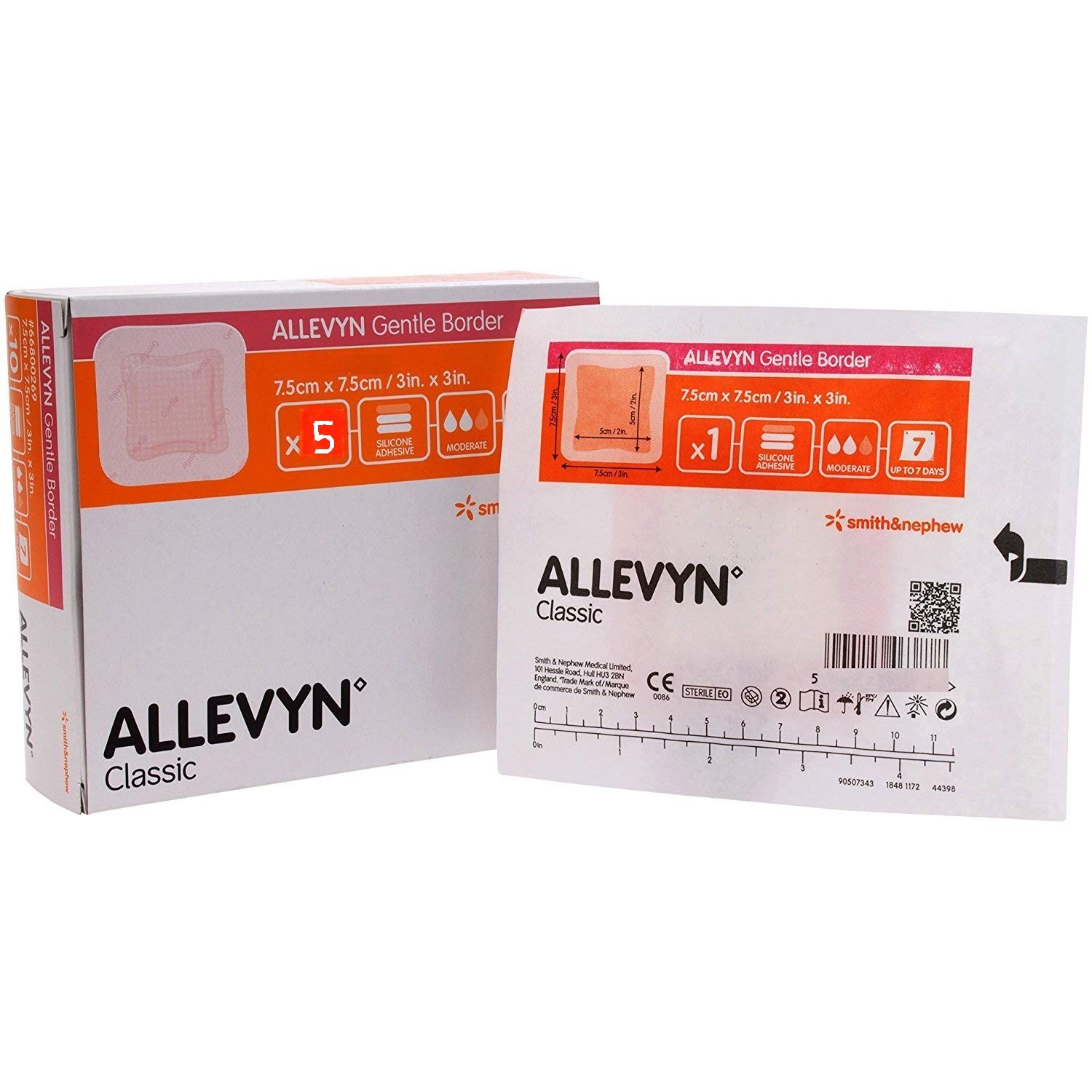 Allevyn Gentle Border 7.5 x 7.5cm (5 Pack) 66800269