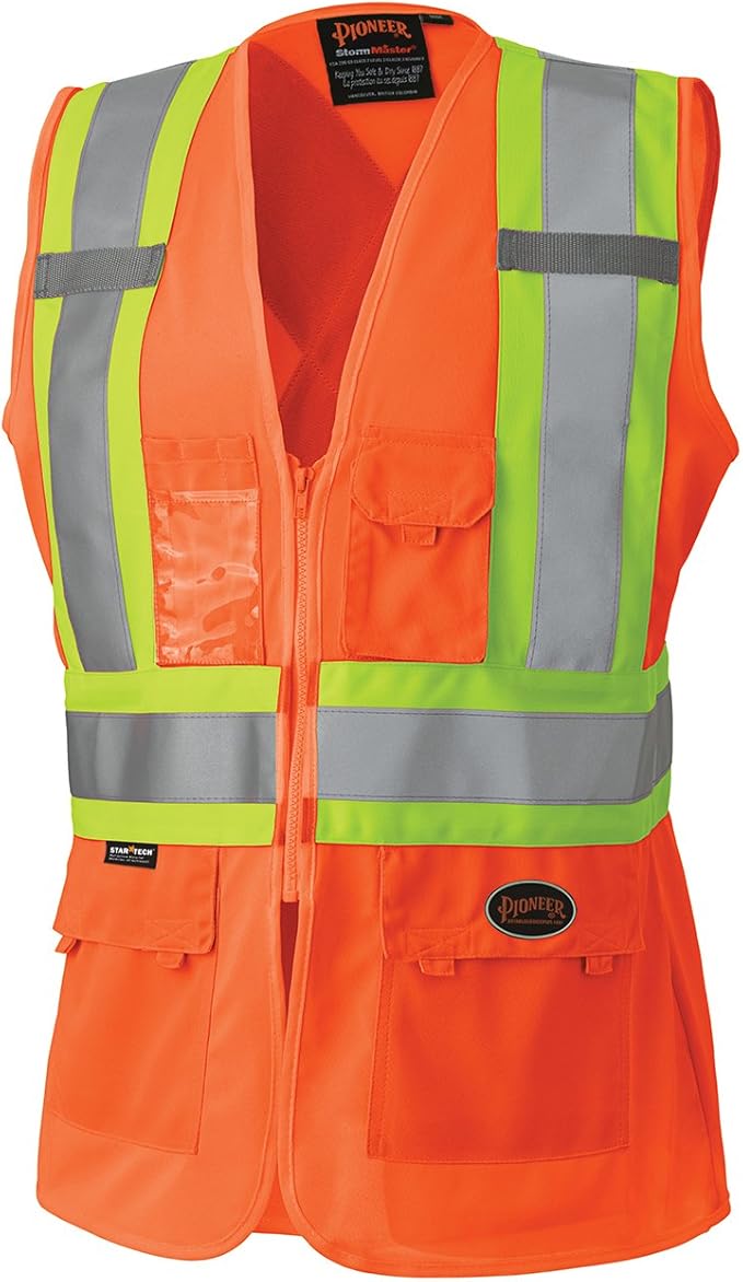 Pioneer V1021850S High Visibility Women's Safety Vest, Orange, Small