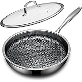 KURRUNGIE Non Stick Frying Pans with lid, 12 inch Hybrid Frying Pans Nonstick, non stick Stainless Steel Skillets, Dishwasher and Oven-Safe, nonStick Cookware, Induction Compatible Cooking Pan
