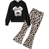 Arshiner Girls 2 Piece Clothes Long Sleeve Sweatshirt & Flared Pants Fall Clothing Set Size 5-12 Years