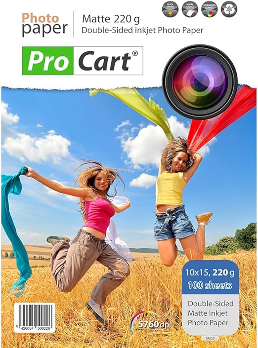 Double sided photo paper 10X15, 100 sheets, 220G MATTE SURFACE for