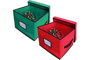 EDSRDUS Christmas Holiday Light Storage Box - Non-woven FABRIC, with 3 Light Storage Wraps, Lights Organizer Container Reinforced Stitched Handles（light string not included）