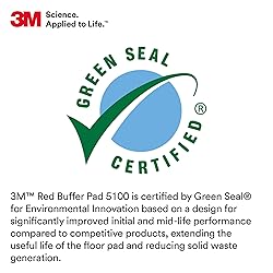3M Buffer Floor Pad 5100, Red, 16", Removes