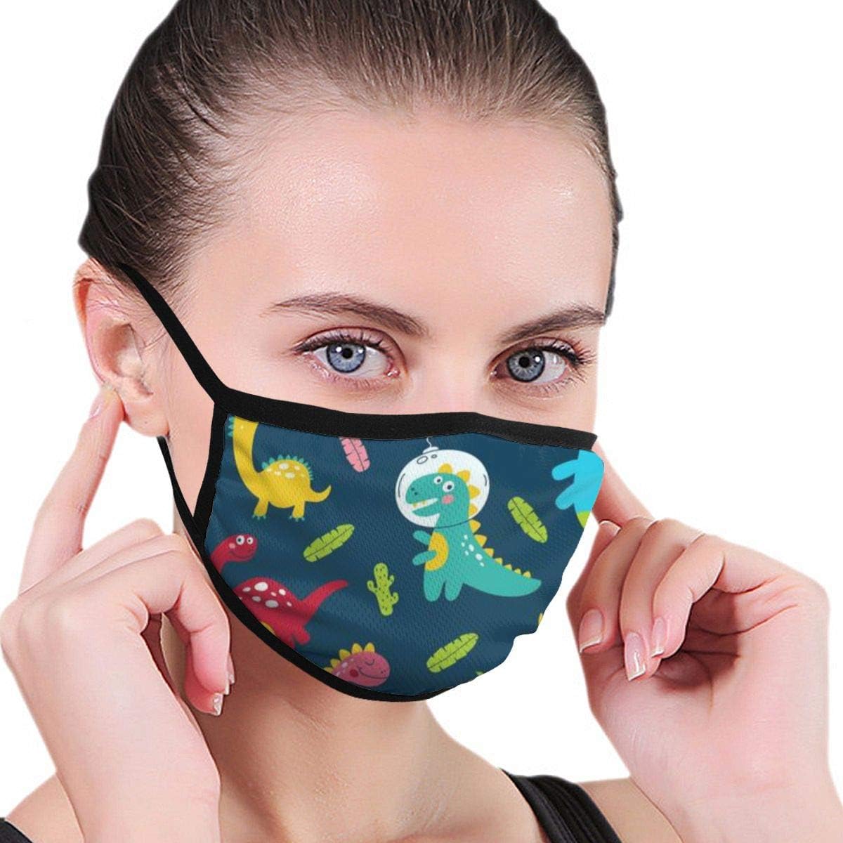 Outdoor Mouth Face Mask Cute Dinosaurs Children Anti Dust Half Face for Kids Teens Men Women Lovers Dustproof Adjustable Ear Loops