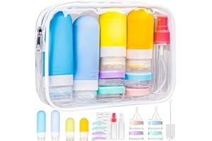 KKEETUR 20Pcs Silicone Travel Bottles for Toiletries Kit, 3 Oz Tsa Approved Travel Toiletry Containers Leak Proof, Travel Size Bottles Shampoo and Conditioner, Refillable Squeeze Tubes Lotion Liquid Container