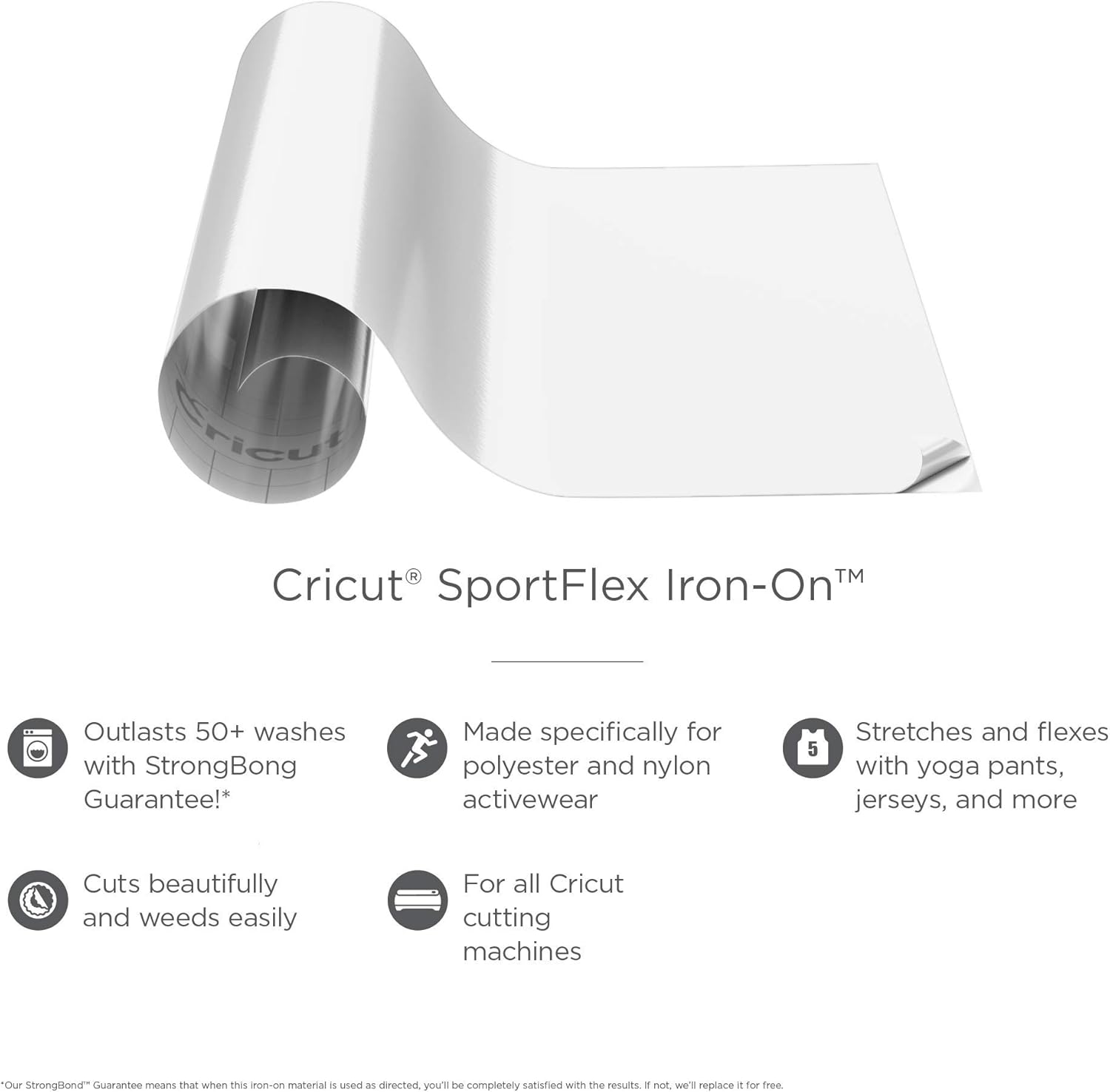 Cricut SportFlex Iron On Vinyl, DIY Supplies, 11.8” x 24” HTV Roll - White: Arts, Crafts & Sewing