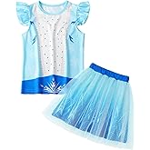 COTRIO Girls Tulle Skirt Set Princess Dress Toddler Birthday Outfit Two Piece Ruffle Sleeve T-Shirt Tutu Dress Kids Clothes