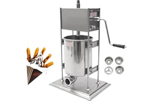 EAPMIC Professional Stainless Steel Churro Maker, 10L Manual Hand Crank, Vertical Design for Restaurants, Bakeries, Home Use