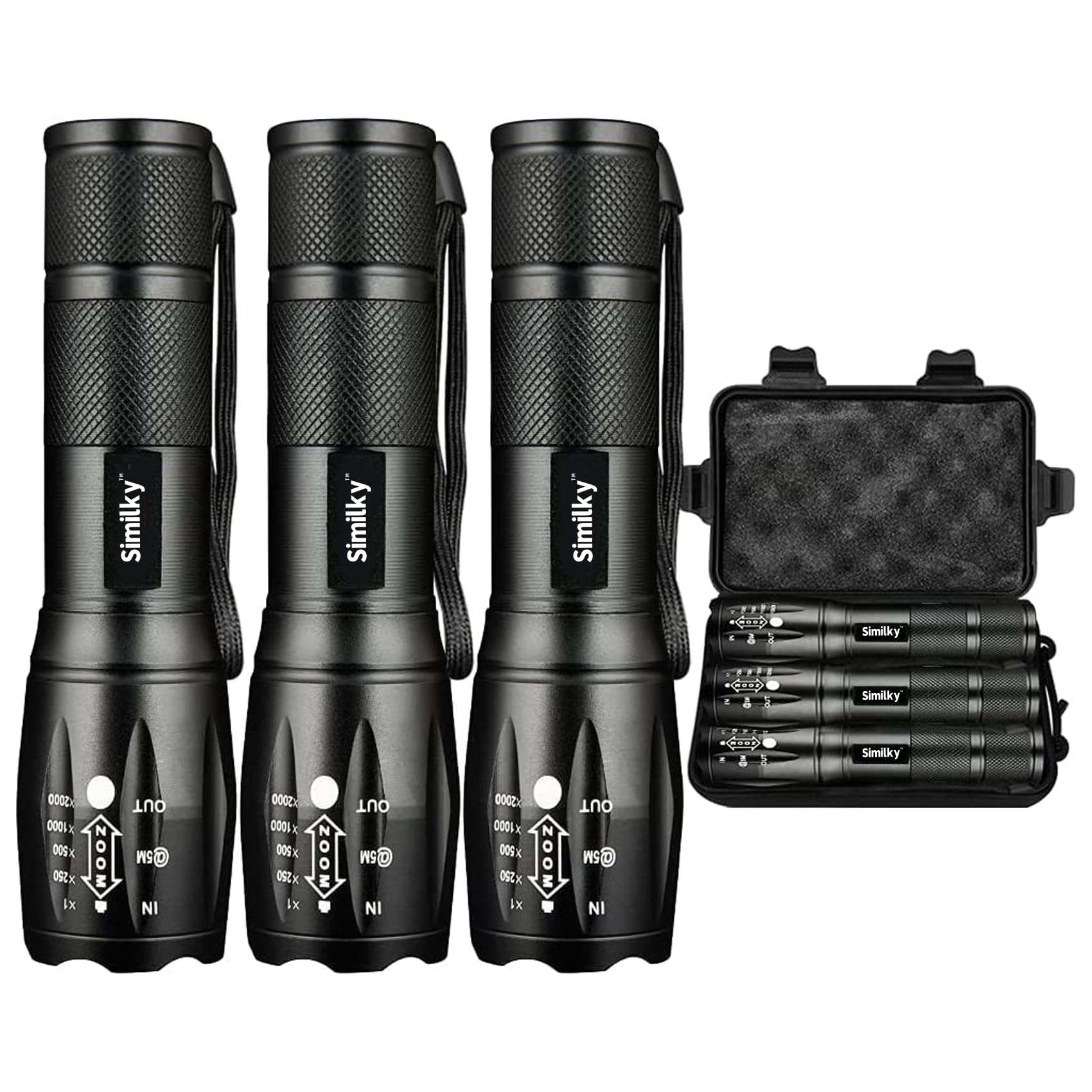 SIMILKY 3Pack Torches Led Super Bright, Hand Led Torch 1200 Lumen, Powerful Torches Battery Powered Water Resistant 5 Modes Tactical Torch for Camping (3 Pack)