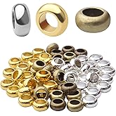 Aylifu 60pcs Rondelle Large Hole Spacer Beads Tibetan European Spacer Loose Hole Metal Beads for Necklace Bracelet Jewelry Making
