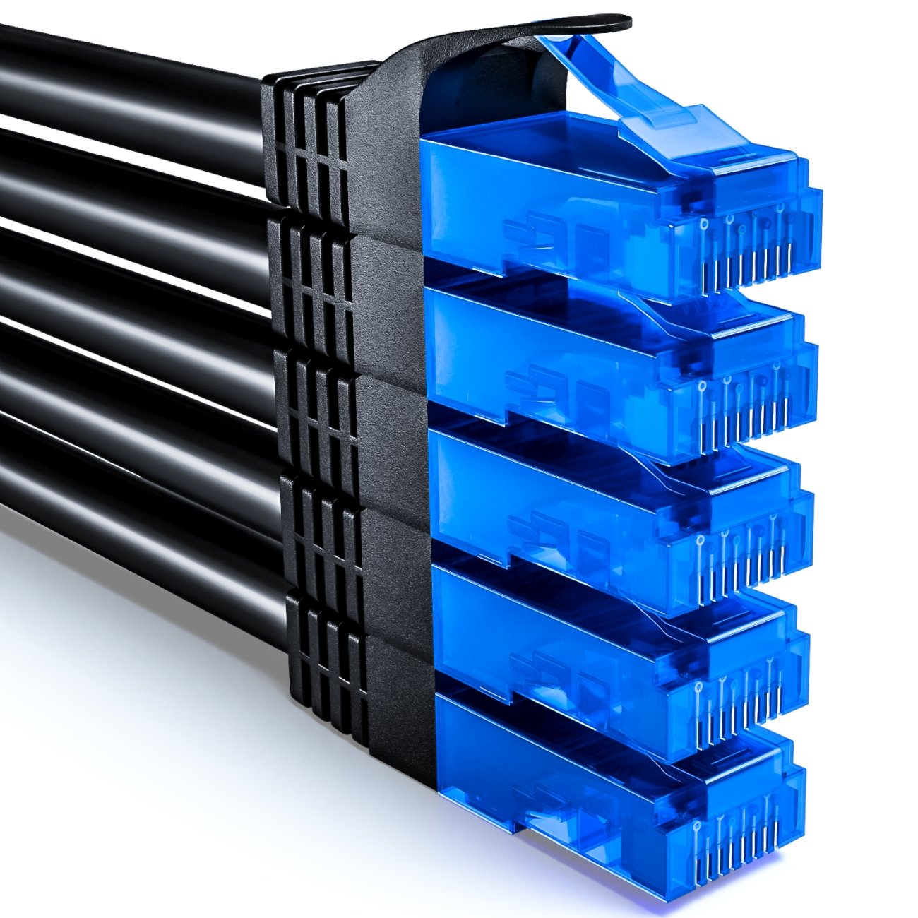 deleyCON 5x 2m (6.56 ft.) CAT6 Network Cable Set - U-UTP RJ45 CAT-6 LAN Cable Patch Cable Ethernet Cable DSL Switch Router Modem Repeater Patch Panel - Black