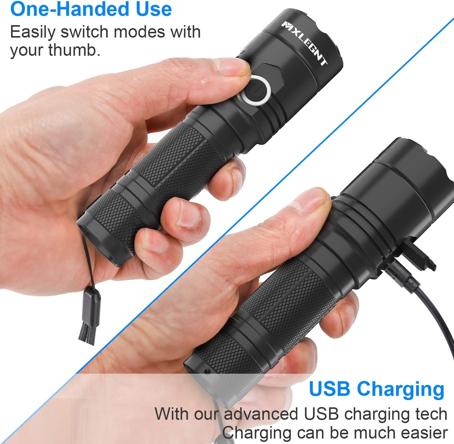 MXLEGNT Led Angle Torch Rechargeable: Bright Flashlight with Clip ...