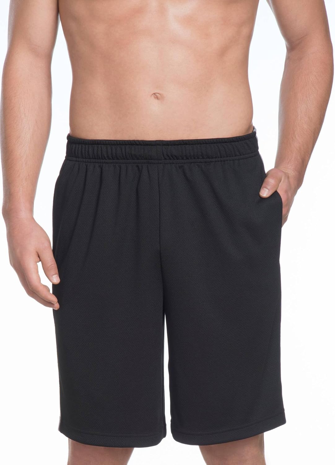 Jockey Men's Sportswear Essential Training Short, Black w/Grey Stripe