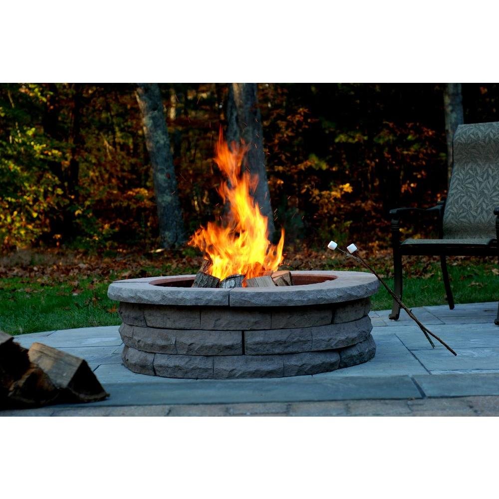 Patio Fire Pit Kit Featuring A Concrete Blocks #wood #burning #fire #pit #kits Patio Fire Pit Kit Featuring A Concrete Blocks