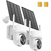 4G LTE Cellular Security Camera No Internet Needed, Solar No wifi Security Camera Outdoor Wireless With SIM Card Jobsite, 2K Color Night Version, 360 Live View, Motion Detection, 2-Way Audio, 2 Packs