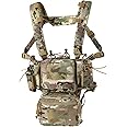 Chest Rig-Tactical Chest Rig, Adjustable & Detachable Molle Micro, with 5.56/7.62 Magazine Holder, Pistol Pouch, Molle Dangler Pouch