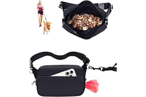 PAINZIETEG Dog Walking Fanny Pack for Men Women, Treat Pouch for Dog Training, Built In Poop Bag Dispenser, Waist Bag for Hiking, Running, Kibbles