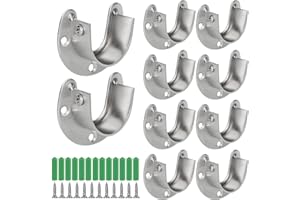 CYEAH 10 Pack Stainless Steel Closet Rod Bracket, 1-1/4" Diameter Closet Rod Holder, Heavy Duty Closet Rod Support Brackets, U Shaped Flange Rod Holder for Pipe, Closet, Shower Curtain Rod