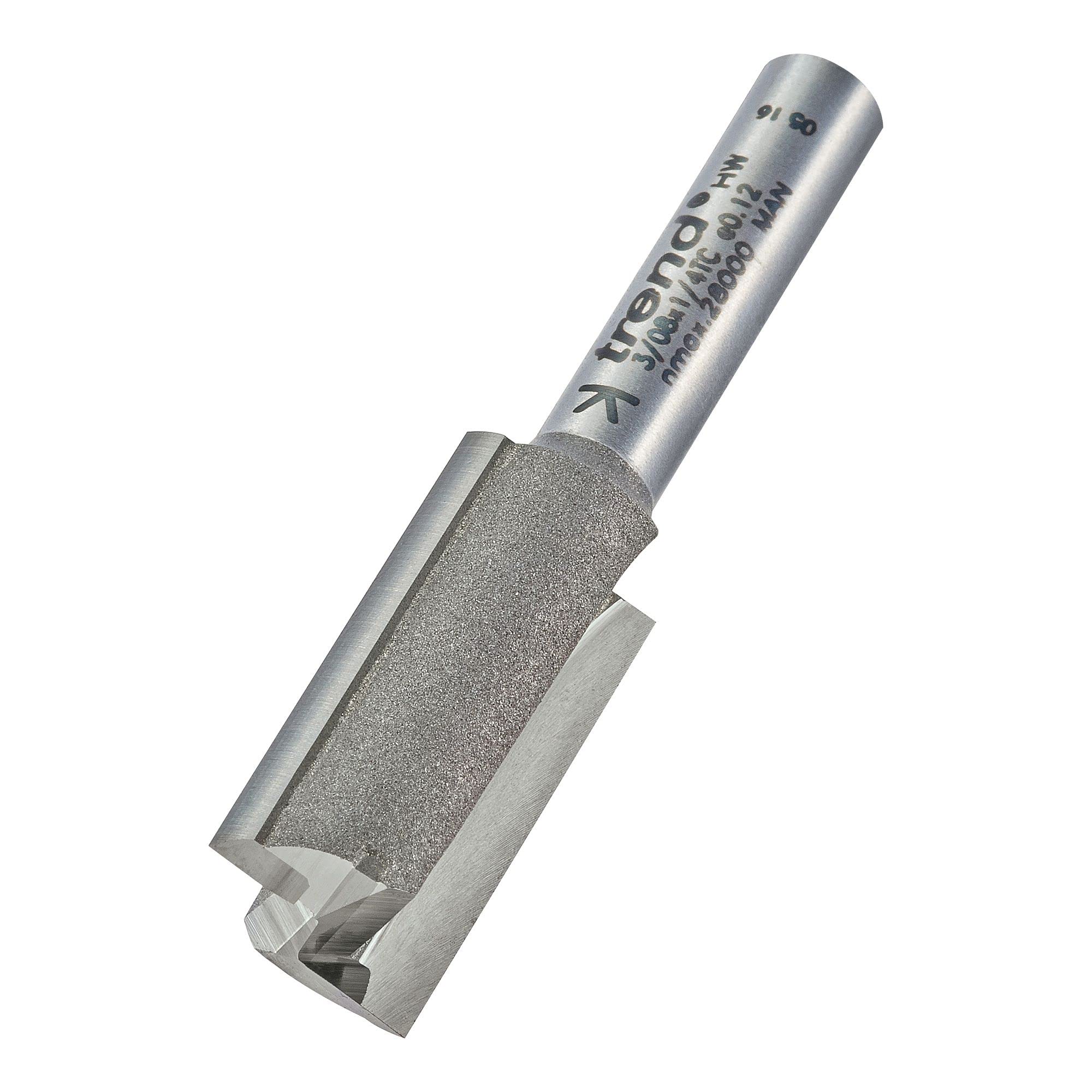 Trend Professional Straight Two Flute Router Cutter, 1/4 Inch Shank, 12.7mm Cut Diameter, 25mm Cut Length, Tungsten Carbide Tipped, 3/08X1/4TC