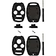 2 Pack Key Fob Shell Case Fit for Honda Accord Civic EX Pilot Keyless Entry Remote Key Housing Replacement with Free Screwdriver Casing Only (Black 2 Pack)