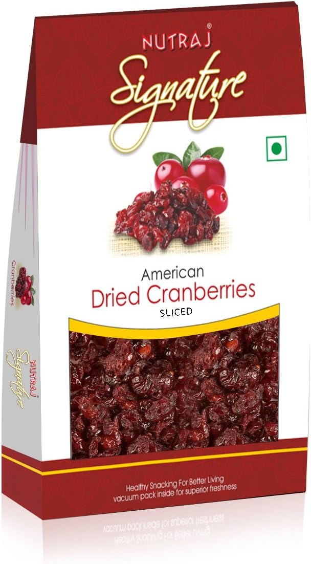 Nutraj Signature Sweet & Tart Sliced American Dried Cranberries 100G - Vacuum Pack