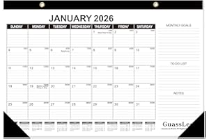 GuassLee Desk Calendar 2026-2027 - 18 Months Calendar 17" × 11.5" Desk Calendar from Jan. 2026 to Jun. 2027 with Julian Date, Monthly Goals, To-do List, Notes for Home School Office