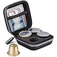 Protective Carrying Case For Nespresso & Compatible Capsules Portable Espresso Maker Coffee Pod Holder PU Material Hard Shell Portable Grey(Holds 4 Pods)