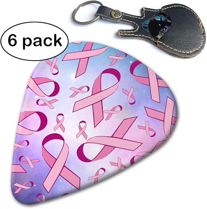 Palmerbury Beautiful Breast Cancer Awareness Ribbon Plectrums Celluloid