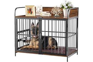 SEPTBOT Large Dog Crate Furniture, 41 Inch Dog Kennel Indoor with Adjustable Water Bowl, Modern Decorative Dog Cage End Table