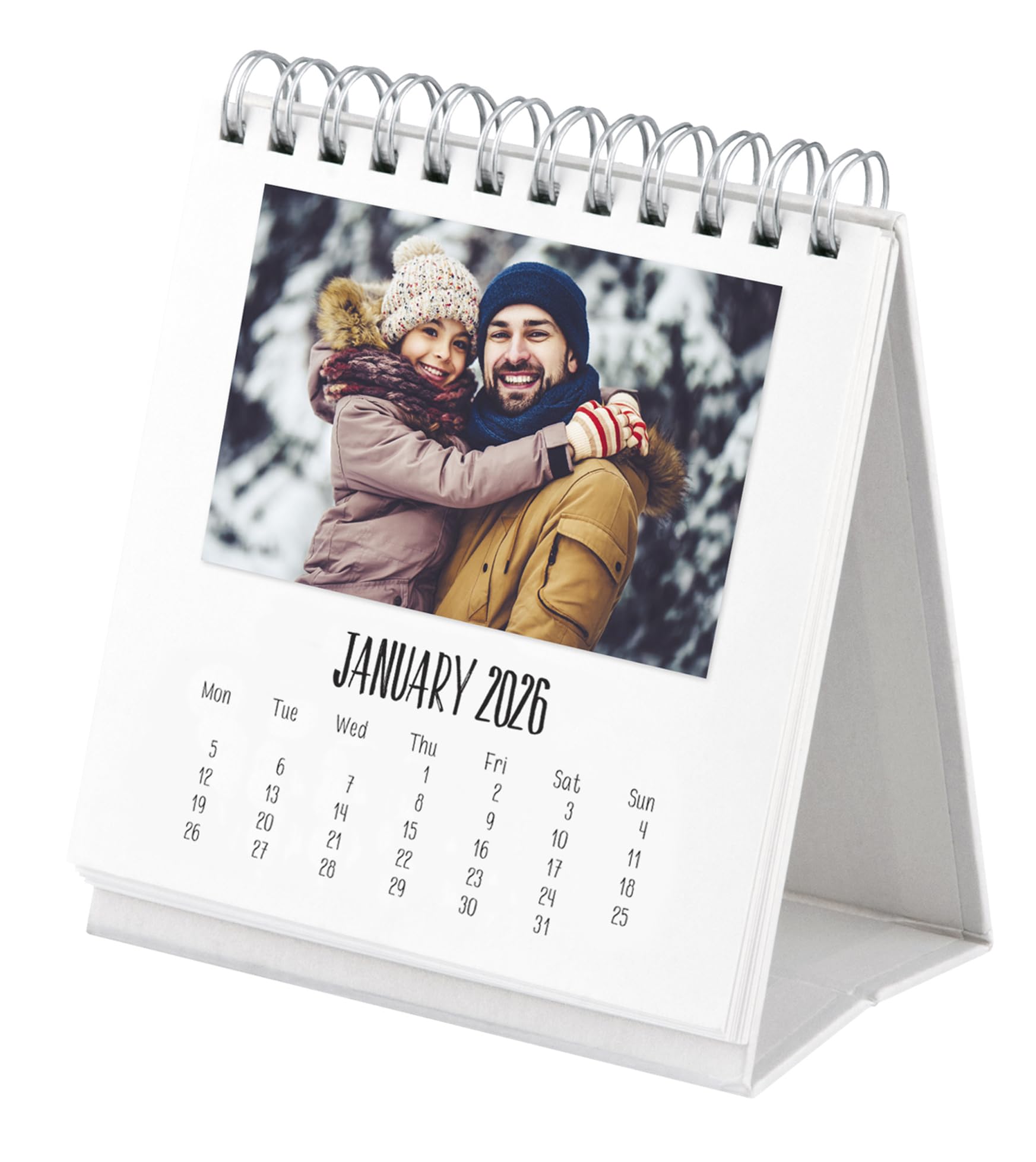 Shot2go 2026 Mini Desktop Photo Calendar - Holds 12 2x3" Photos and Mini Instant Prints