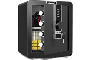 Kavey 2.0 Cub Fireproof Safe Box, Money Safe with Hidden Compartment and Dual Alarm System, Home Safe with LCD Touch Screen and Mute Function, Safe for Money Documents Valuable